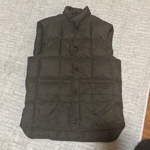 Tempo Goose Down Insulated Vest Quilted Women's XS/S Olive Green Snap Up Pockets